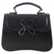 Petit sac  main similicuir rtro noir  bouton fleuri NOELLE - Banned