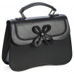 Petit sac à main similicuir rétro noir à bouton fleuri NOELLE - Banned
