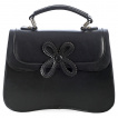 Petit sac à main similicuir rétro noir à bouton fleuri NOELLE - Banned