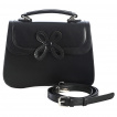Petit sac à main similicuir rétro noir à bouton fleuri NOELLE - Banned