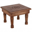 Petite table / Autel en bois  triple lune et pentacle (bois de manguier)