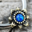 Piercing anneau CBR fleur vintage  opale bleue (septum / oreille...)