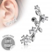 Piercing cartilage oreille  fleur de vigne en strass