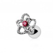 Piercing cartilage tragus hlix  fleur ajoure avec strass rouge