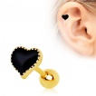 Piercing cartilage tragus hlix plaqu or  coeur noir maill