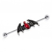 Piercing industriel  ailes de dmon strass rouges rubis