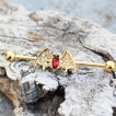 Piercing industriel dor  chauve-souris strass rouge et noirs