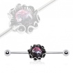 Piercing industriel fleur  pierre pourpre