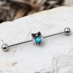 Piercing industriel hibou  perle turquoise