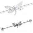 Piercing industriel  libellule argente et violette