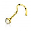 Piercing nez stud courb en acier plaqu avec pierre Opalite