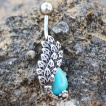 Piercing nombril aile de phnix et turquoise