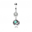 Piercing nombril arbre de vie avec turquoise