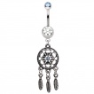 Piercing nombril attape rêves vintage à strass bleu