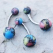 Piercing nombril à boules imitation pierres semi-précieuses