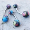 Piercing nombril  boules imitation pierres semi-prcieuses