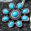 Piercing nombril fleur vintage  ptales de turquoise