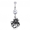 Piercing nombril gothique à poulpe et ancre de marine