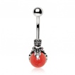 Piercing nombril  griffe de dragon et sphre rouge