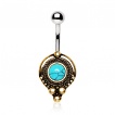 Piercing nombril médiéval plaqué or à Turquoise