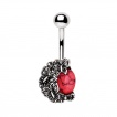 Piercing nombril ni de papillons  pierre rouge