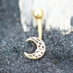 Piercing nombril plaqu or croissant de lune style oriental