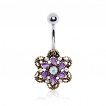 Piercing nombril style antique à fleur Camélia