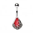 Piercing nombril style antique fleuri  pierre rouge