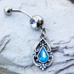 Piercing nombril style antique  pierre bleu lagon