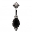 Piercing nombril style victorien  perle et pierre noire