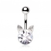 Piercing nombril tte de chat strass