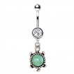 Piercing nombril tortue vintage  dos de jade verte