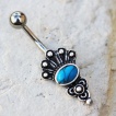 Piercing nombril Turquoise ovale  couronne