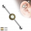 Piercing oreille industriel  disque solaire et Opale