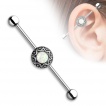 Piercing oreille industriel  disque solaire et Opale