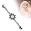 Piercing oreille industriel  soleil tribal et Opale