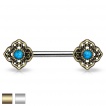 Piercing tton  fleurs tribales avec turquoises