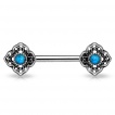 Piercing tton  fleurs tribales avec turquoises