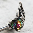 Piercing téton à ailes d'ange serties de pierres nuancées