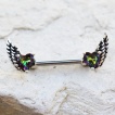 Piercing téton à ailes d'ange serties de pierres nuancées