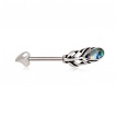 Piercing téton flèche coeur à plume avec abalone