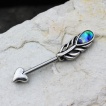 Piercing téton flèche coeur à plume avec abalone
