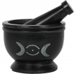 Pilon et mortier triple lune en cramique noire