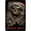 Plaque déco aluminium à père Noel squelette rock (15x10cm)