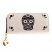 Pochette goth-rock Banned blanc crême à crane de sucre noir brodé