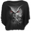 Poncho gothique noir avec hibou au yeux rouges