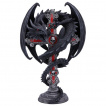 Porte bougie gothique  dragon enroul autour d'une croix  crane - Anne Stokes (26,5cm)