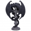 Porte bougie gothique  dragon enroul autour d'une croix  crane - Anne Stokes (26,5cm)