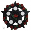 Porte-bougies pentagramme  roses rouges (29,5cm)