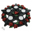 Porte-bougies pentagramme  roses rouges (29,5cm)